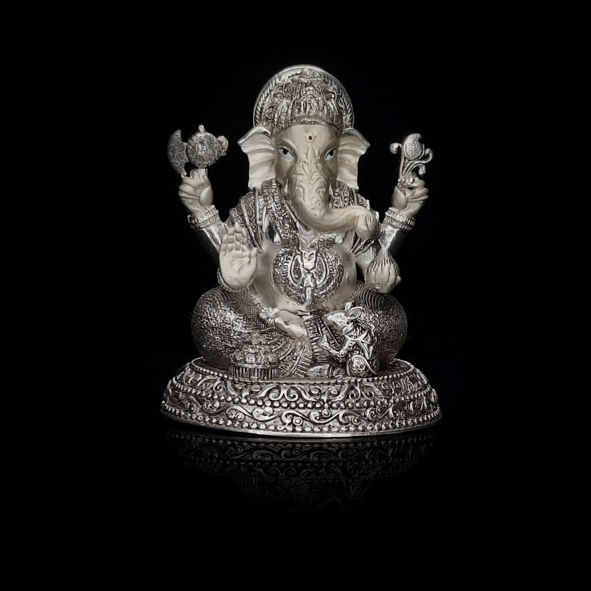 Sterling Silver Lord Ganesha Statue for Puja, Home Decor & Gift