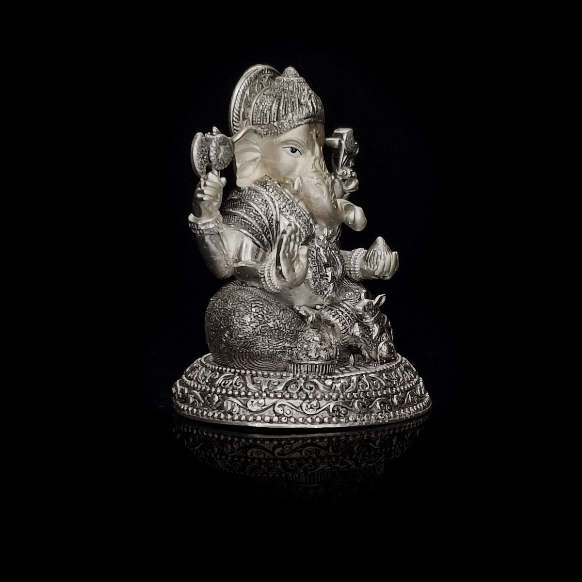 Sterling Silver Lord Ganesha Statue for Puja, Home Decor & Gift