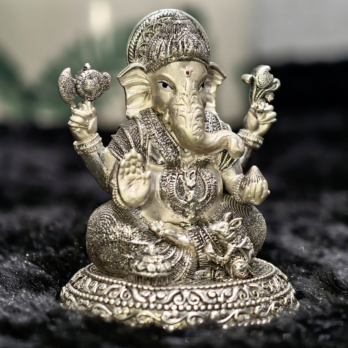 Sterling Silver Lord Ganesha Statue for Puja, Home Decor & Gift