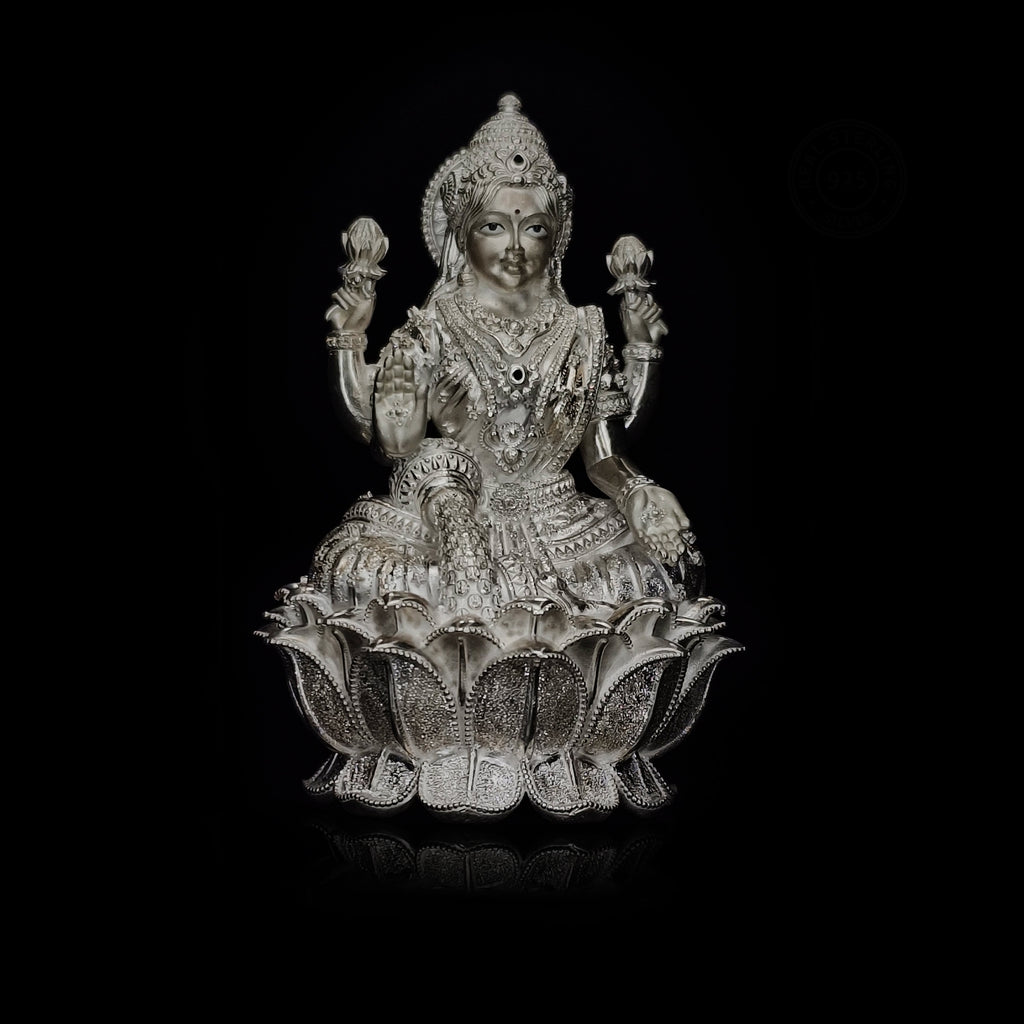 Sterling Silver Maa Lakshmi Statue for Puja, Home Decor & Gift