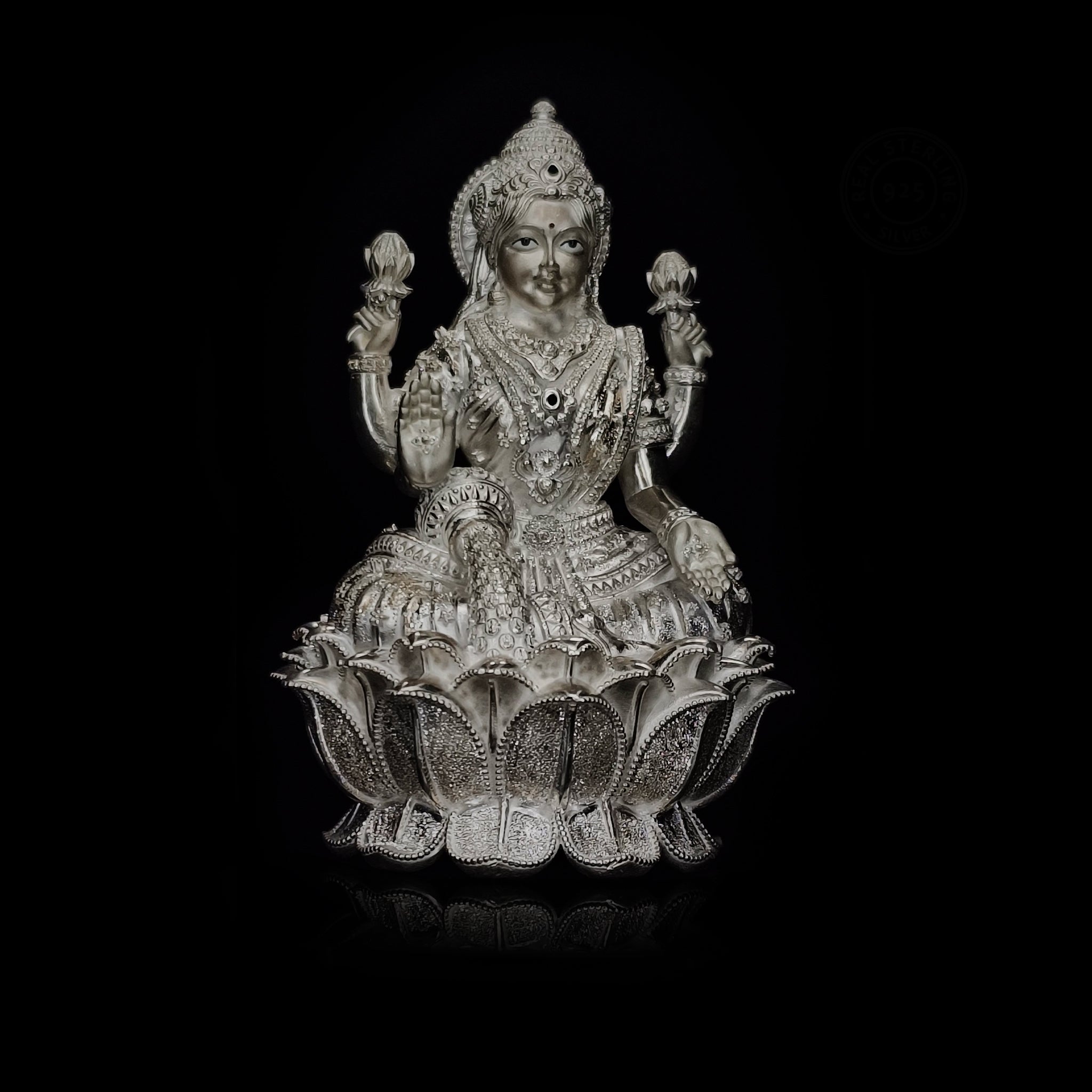 Sterling Silver Maa Lakshmi Statue for Puja, Home Decor & Gift