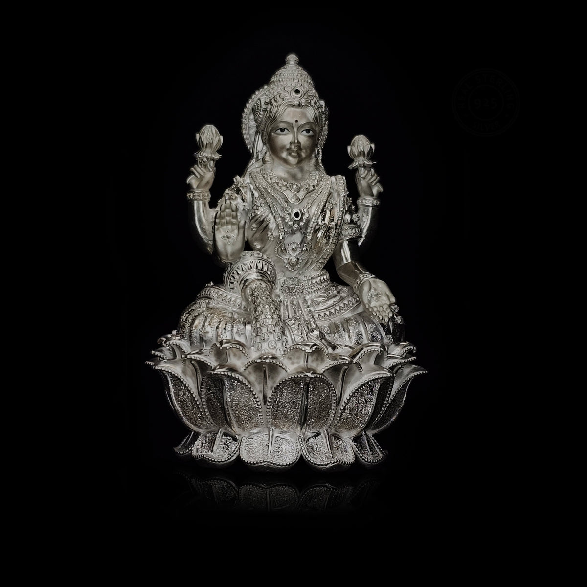 Sterling Silver Maa Lakshmi Statue for Puja, Home Decor & Gift
