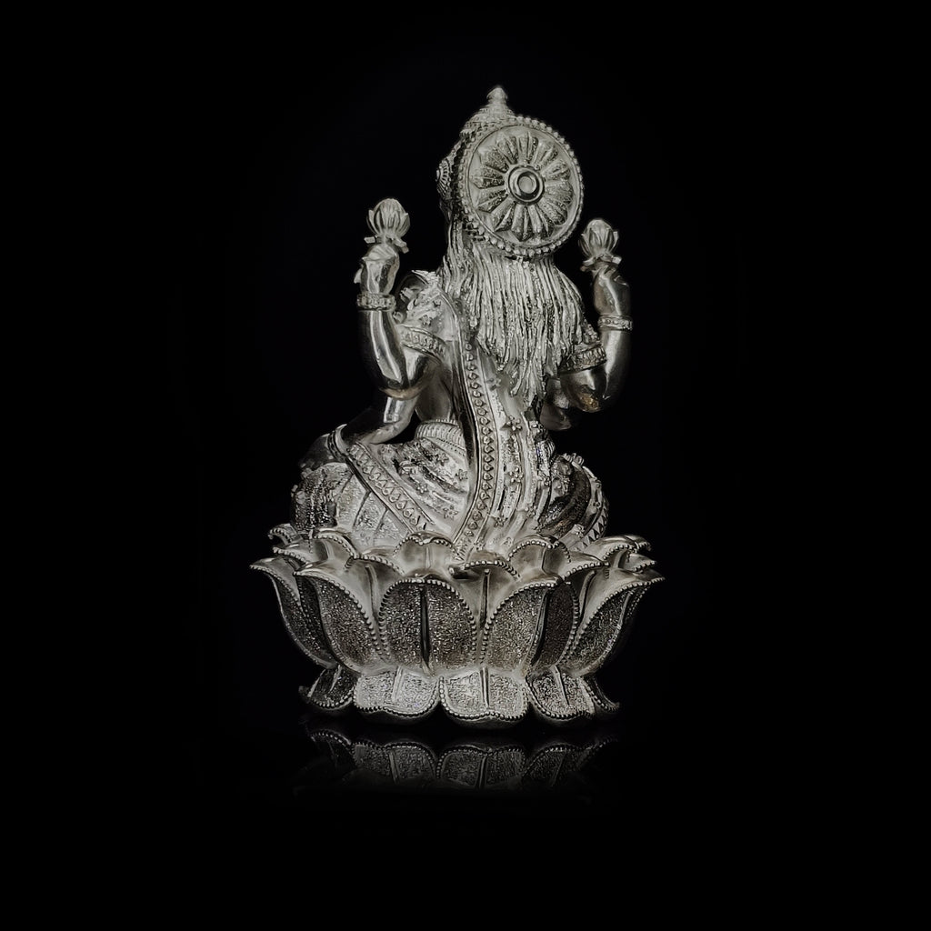 Sterling Silver Maa Lakshmi Statue for Puja, Home Decor & Gift